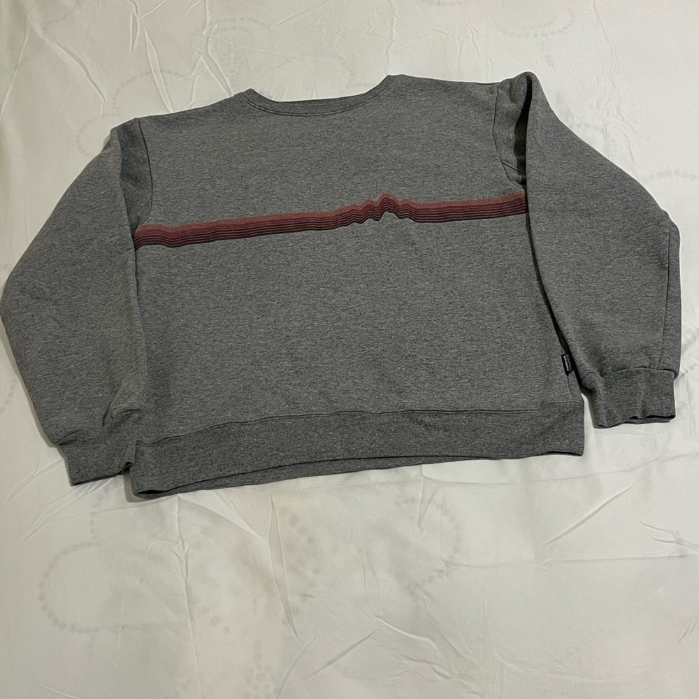 Patagonia Gray Crewneck Sweater with Red Stripe Womens Size Small